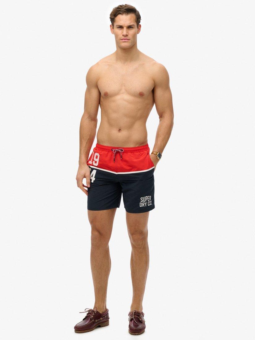 Product image 8 of 8, which shows Superdry Nautical Logo 17" Swim Shorts, Navy/Multi, S