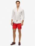 Superdry Nautical Logo 17" Swim Shorts, Tricolore Red