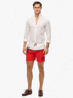 Superdry Nautical Logo 17" Swim Shorts, Tricolore Red, Tricolore Red