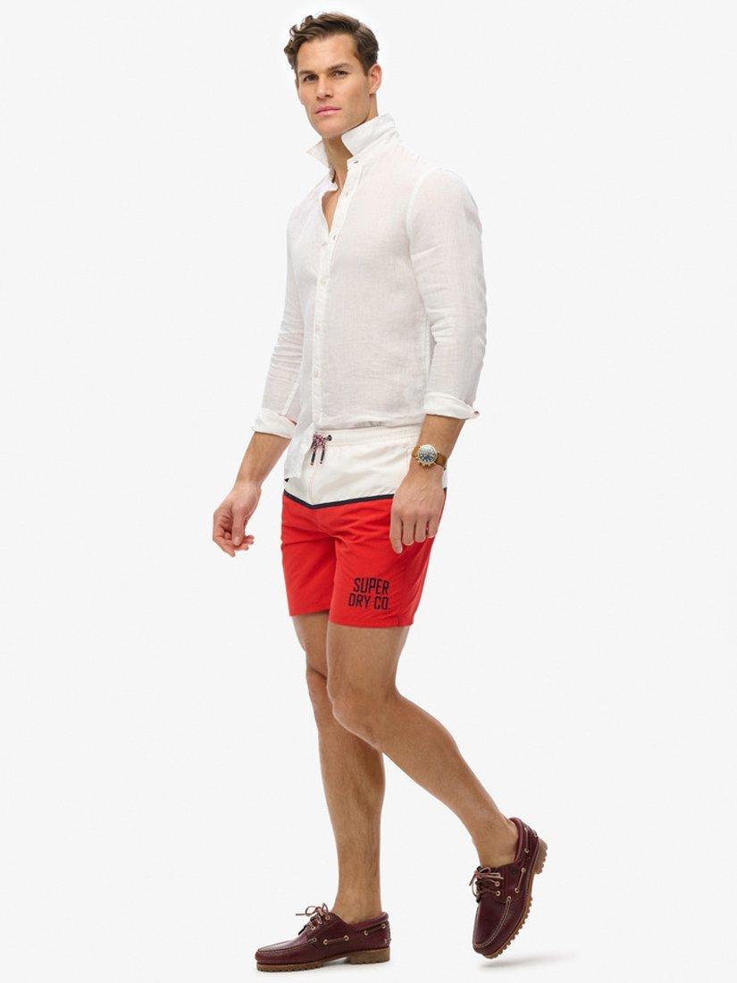 Product image 2 of 7, which shows Superdry Nautical Logo 17" Swim Shorts, Tricolore Red, S