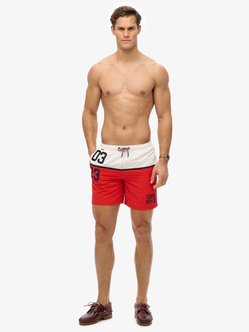 Product image 7 of 7, which shows Superdry Nautical Logo 17" Swim Shorts, Tricolore Red, S