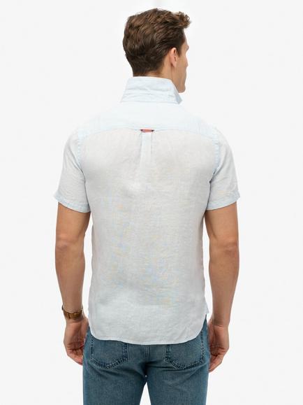 Superdry Embroidered Vacation Linen Shirt - view 2, Sea Salt Blue