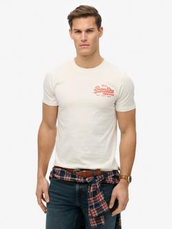 Superdry Cotton Regular Fit Short Sleeve Skull Print T-Shirt, Bone White