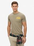 Superdry Cotton Regular Fit Short Sleeve Skull Print T-Shirt, Light Green Khaki