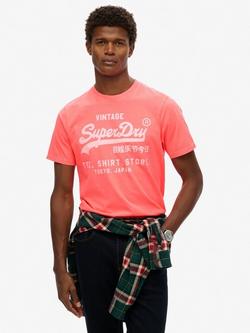 Superdry Vintage Logo Neon Relaxed T-Shirt, Hyper Fire Coral, Hyper Fire Coral