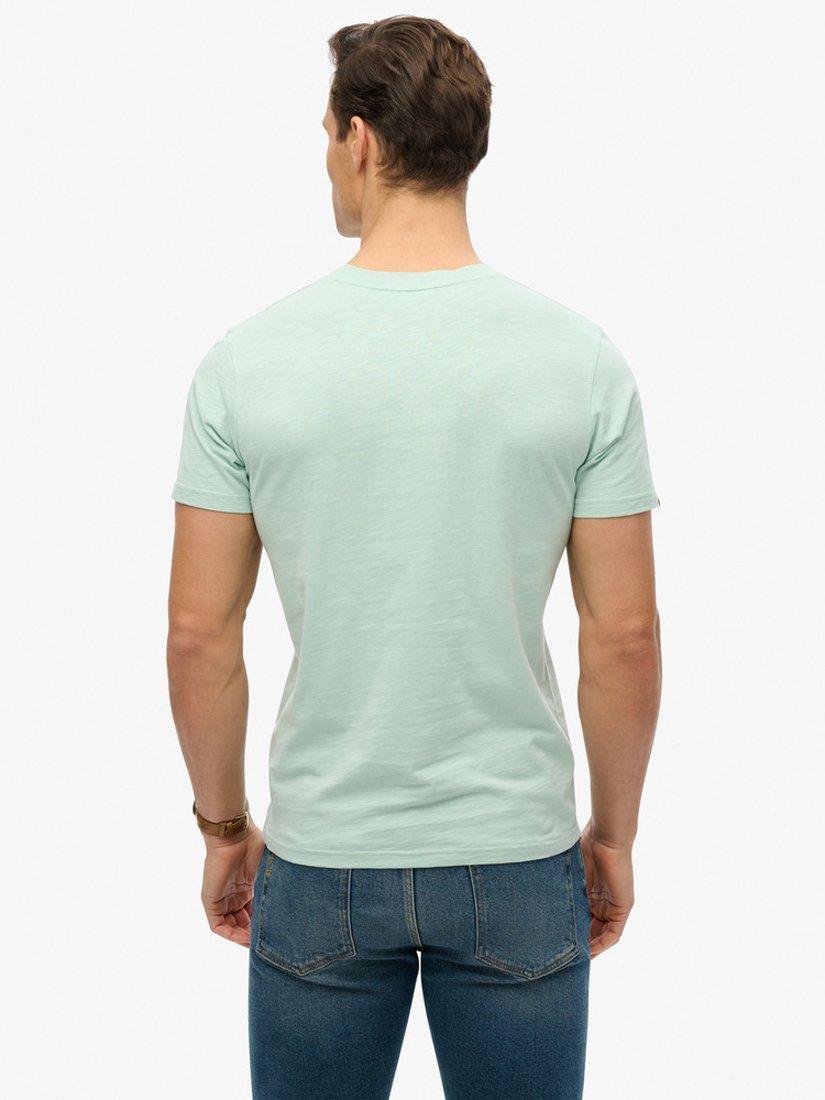 Product image 2 of 5, which shows Superdry Cotton Regular Fit Short Sleeve Logo T-Shirt, Harbour Grey Slub, S