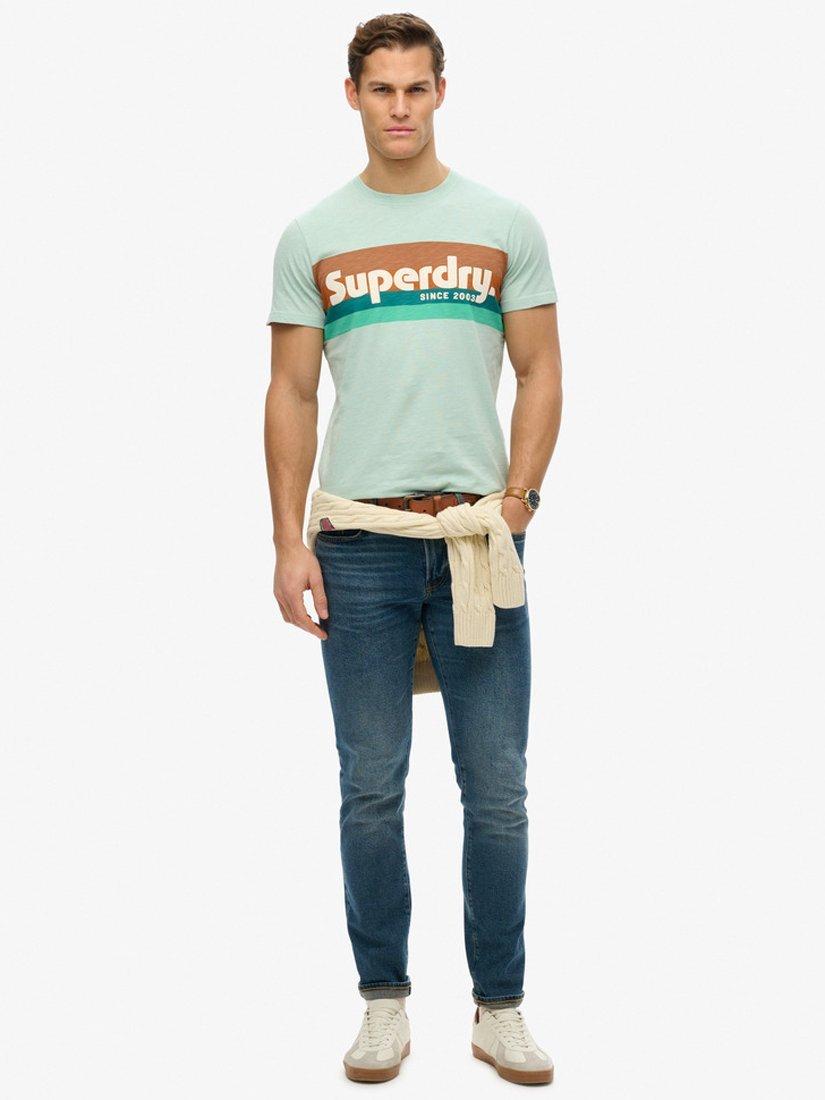 Product image 3 of 5, which shows Superdry Cotton Regular Fit Short Sleeve Logo T-Shirt, Harbour Grey Slub, S