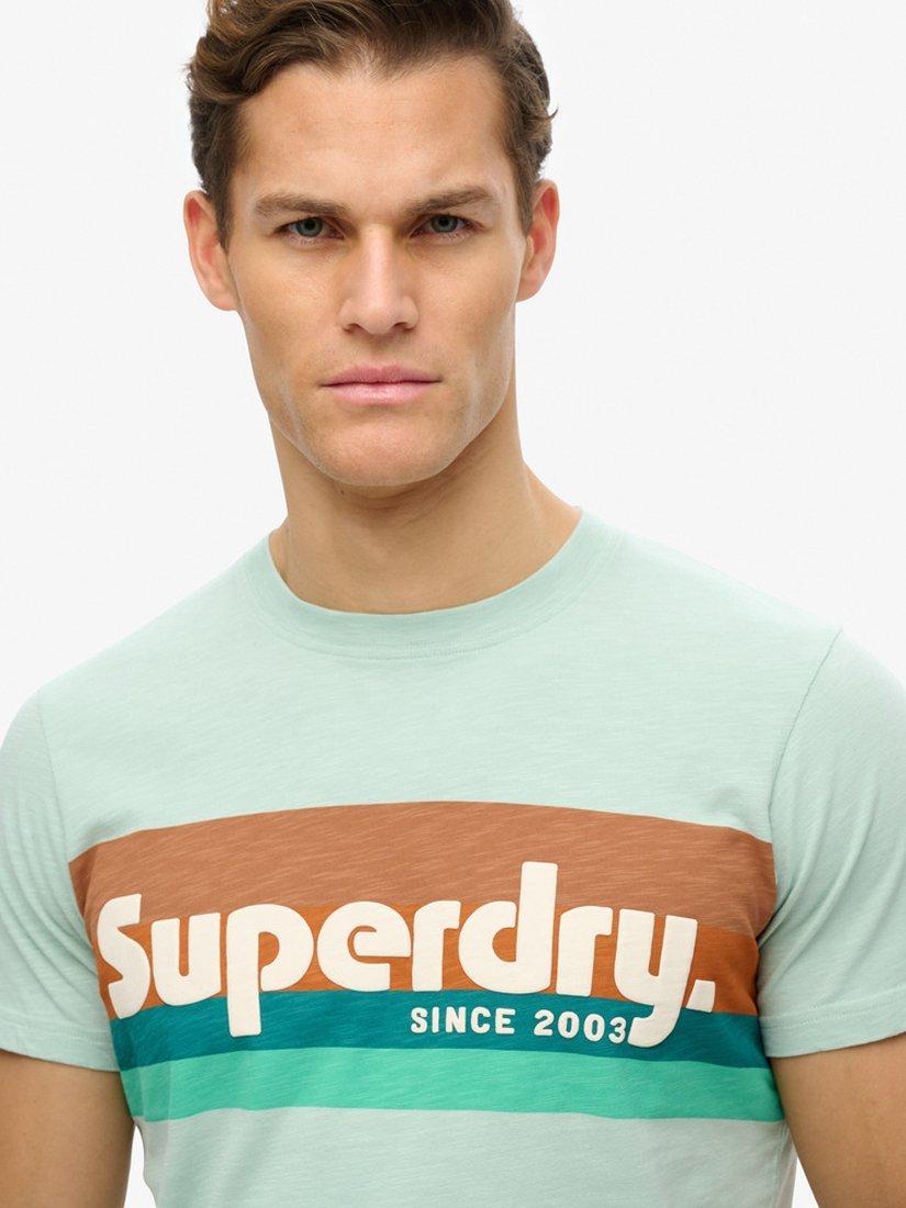 Product image 4 of 5, which shows Superdry Cotton Regular Fit Short Sleeve Logo T-Shirt, Harbour Grey Slub, S