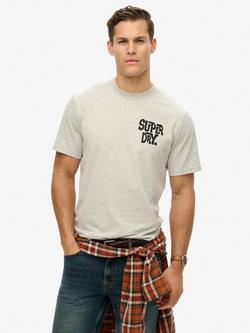 Superdry Loose Fit Cotton Blend Graphic Print T-Shirt, Grey Marl, Grey Marl