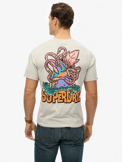 Superdry Loose Fit Cotton Blend Graphic Print T-Shirt, Grey Marl - view 2, Grey Marl