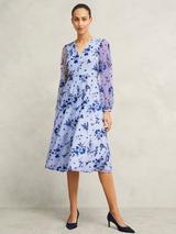 Phase Eight Amy Polka Dot Shimmer Dress, Brown/Multi