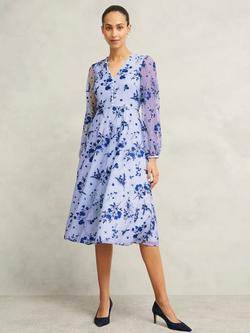 Hobbs Ella Floral Embroidered Dress, Midnight Blue, Midnight Blue