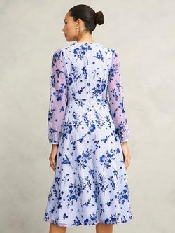 Hobbs Ella Floral Embroidered Dress, Midnight Blue - view 2, Midnight Blue