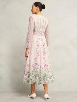 Hobbs Fay Pure Silk Dress, Pink/Multi - view 2, Pink/Multi