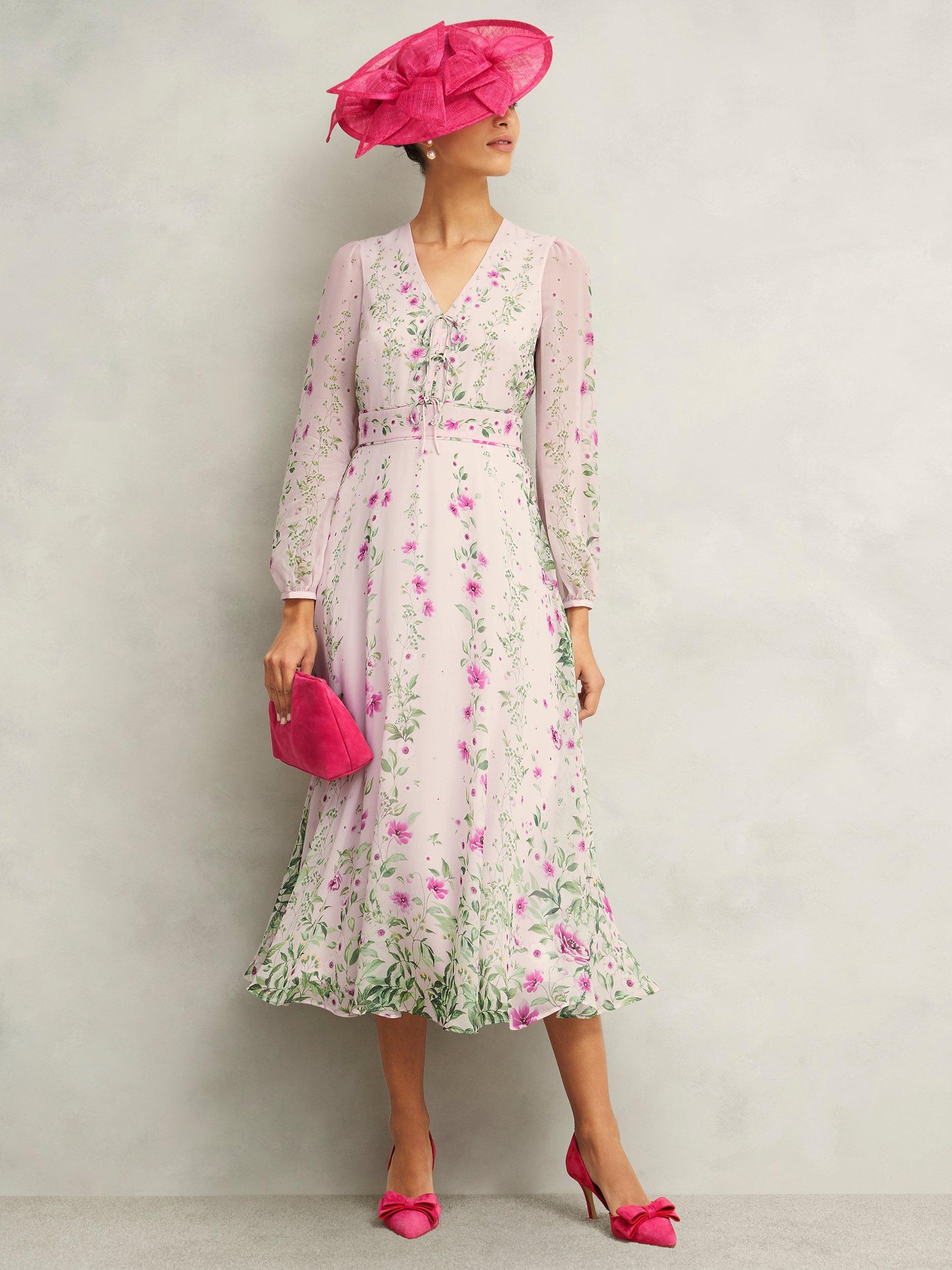 Product image 7 of 7, which shows Hobbs Fay Pure Silk Dress, Pink/Multi, 10