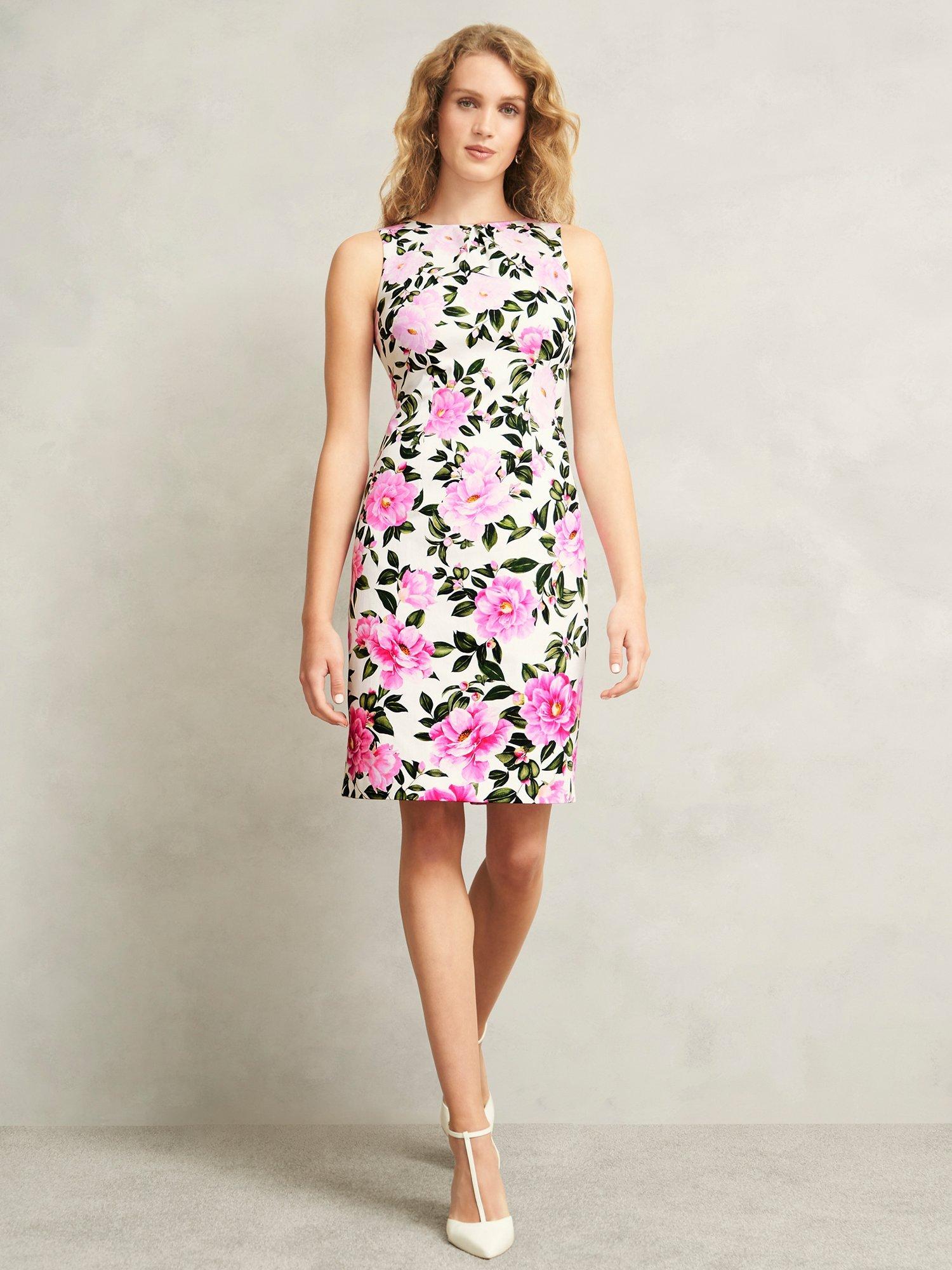 Product image 1 of 6, which shows Hobbs Fiona Floral Dress, Ivory/Multi, 8