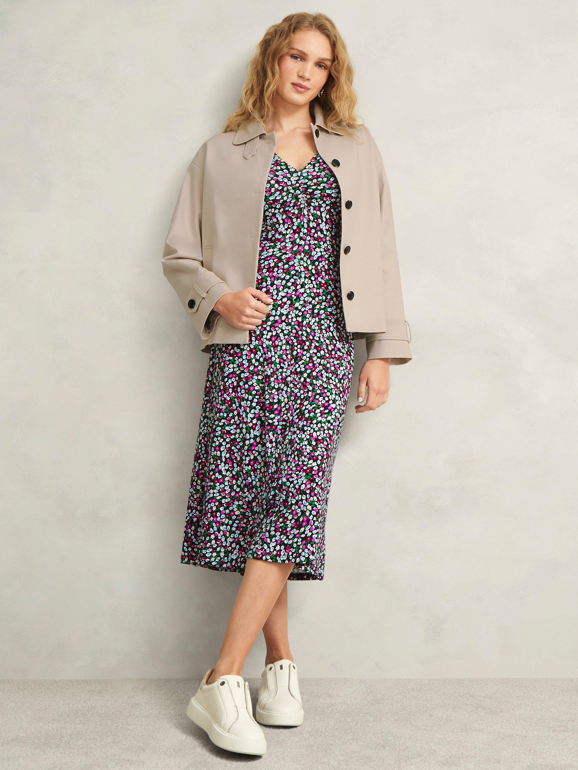 Product image 6 of 6, which shows Hobbs Flo Ditsy Floral Jersey Dress, Pink/Multi, 10