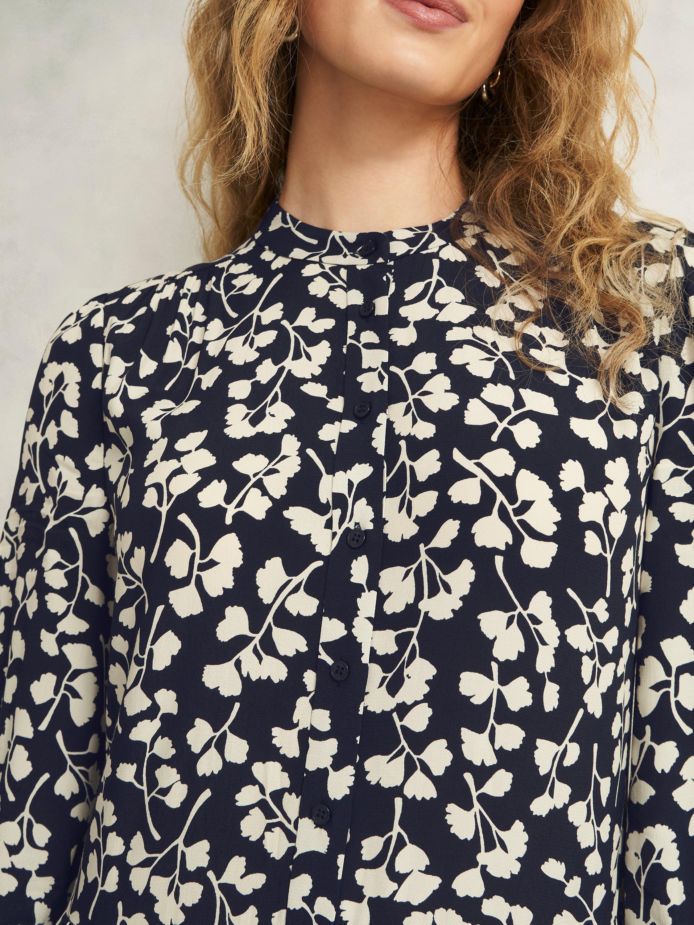 Product image 3 of 7, which shows Hobbs Lacey Floral Dress, Navy/Cream, 20