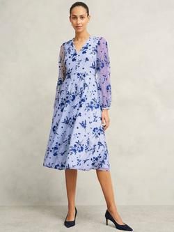 Hobbs Petite Ella Floral Dress, Midnight Blue, Midnight Blue