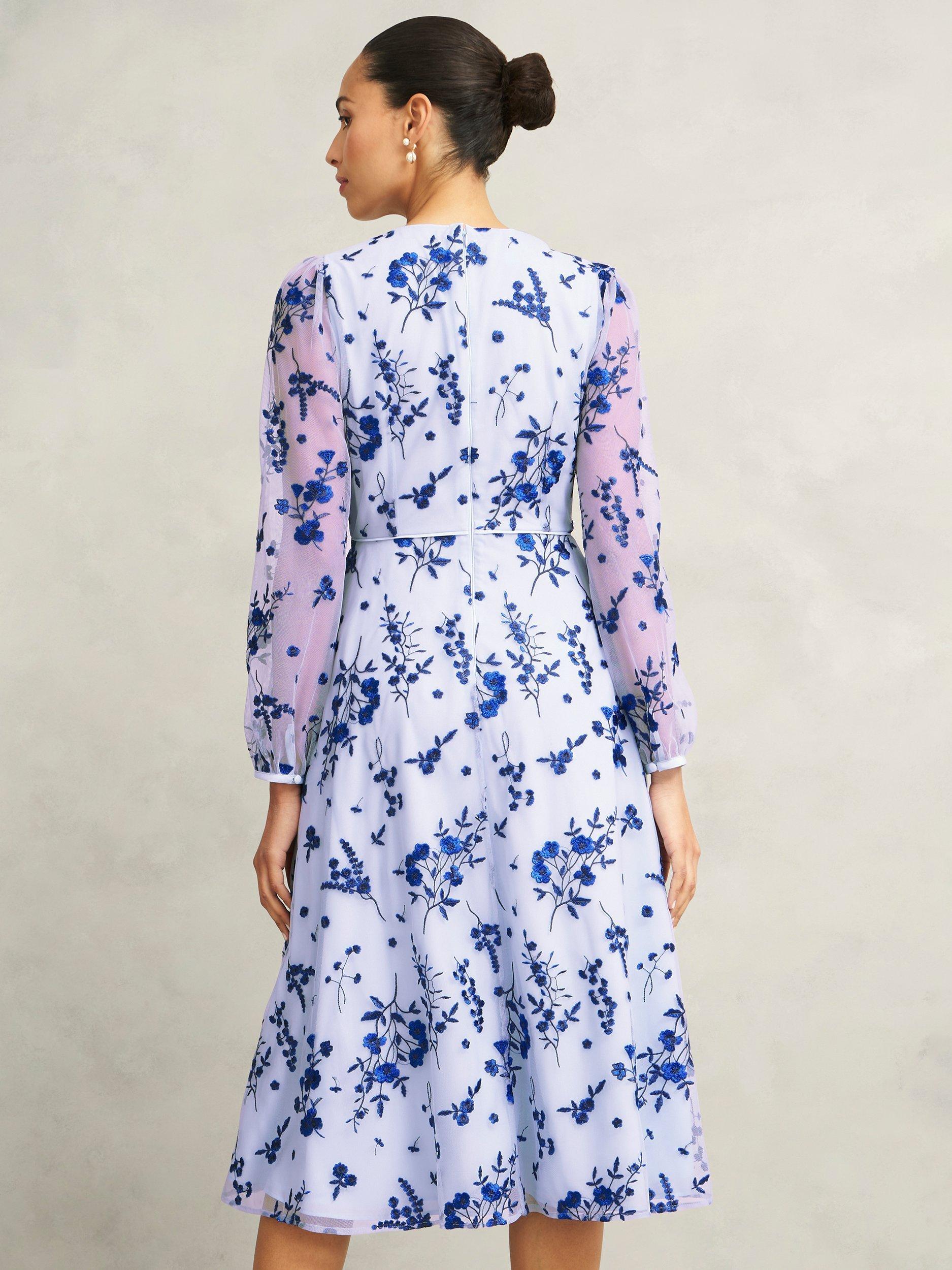 Product image 2 of 4, which shows Hobbs Petite Ella Floral Dress, Midnight Blue, 10