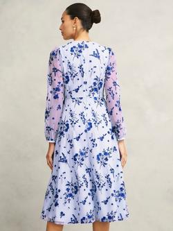 Hobbs Petite Ella Floral Dress, Midnight Blue - view 2, Midnight Blue