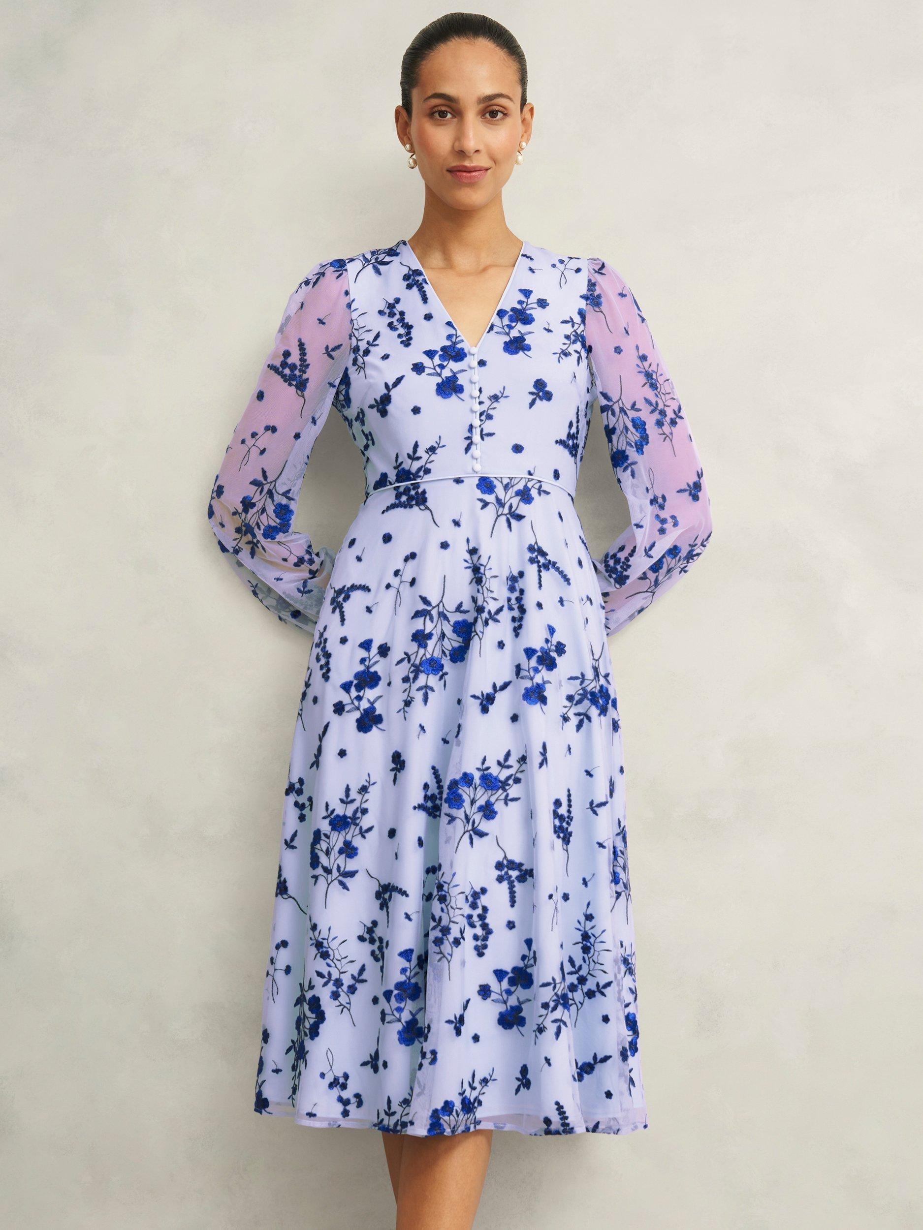 Product image 3 of 4, which shows Hobbs Petite Ella Floral Dress, Midnight Blue, 10