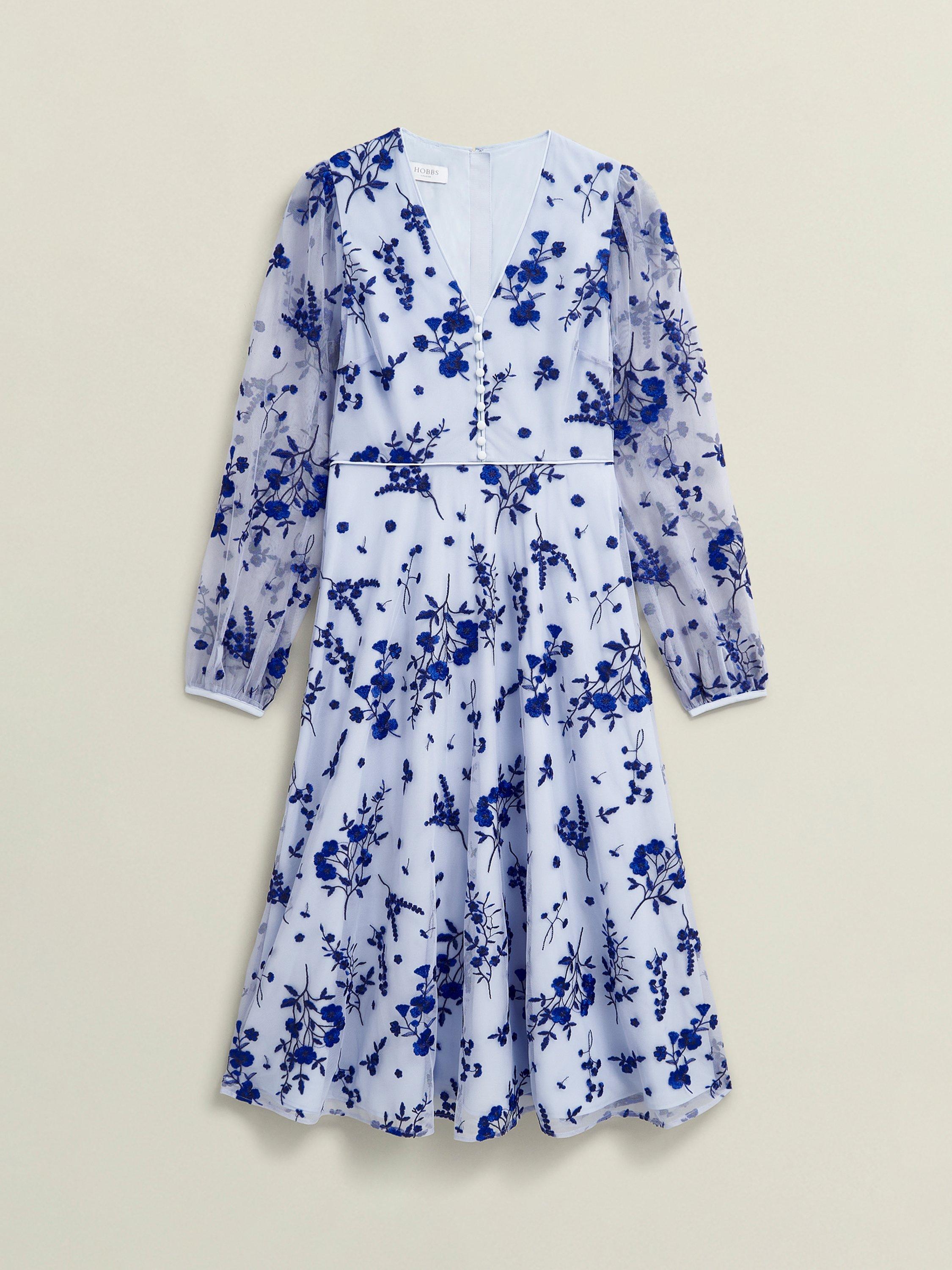 Product image 4 of 4, which shows Hobbs Petite Ella Floral Dress, Midnight Blue, 10
