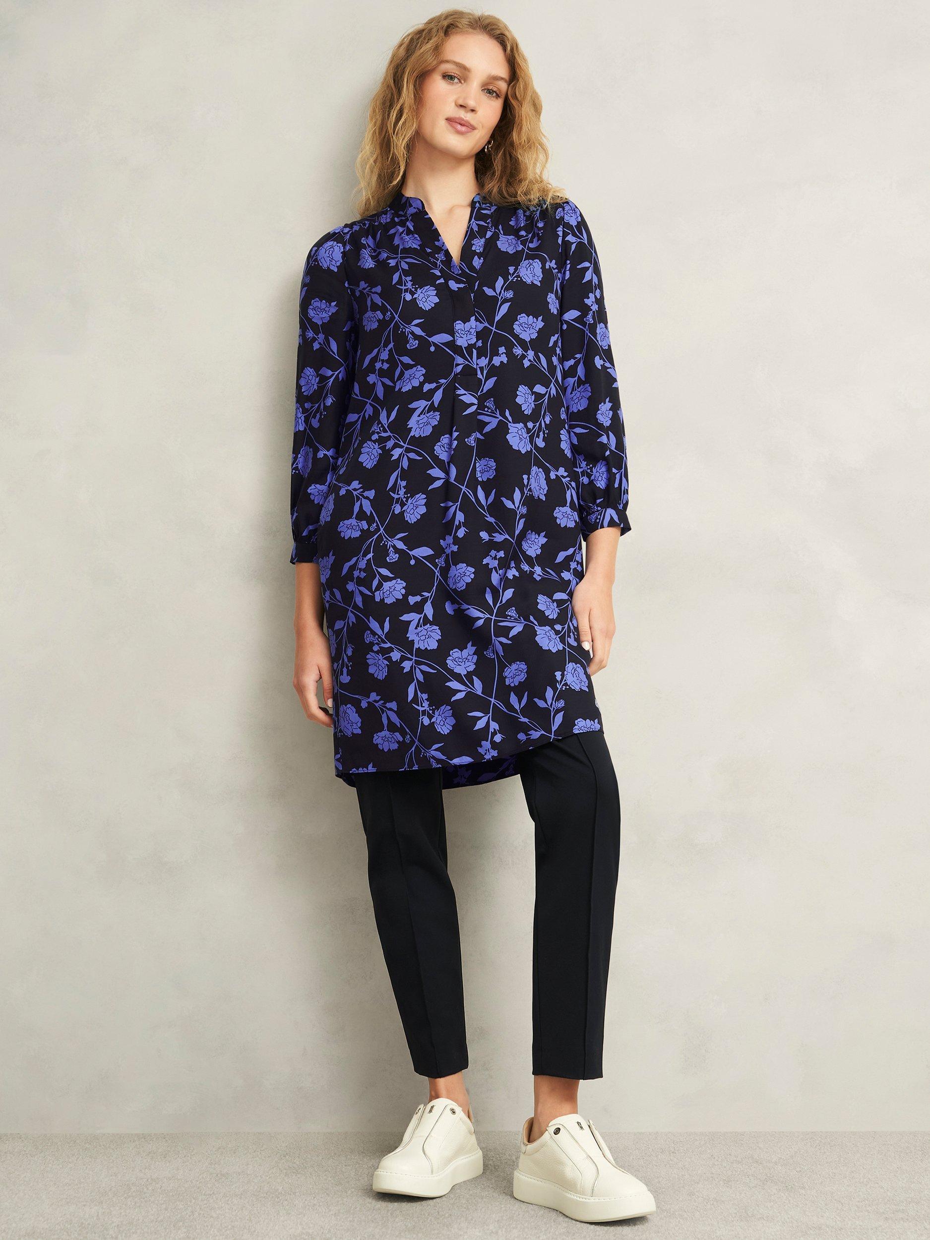 Product image 7 of 7, which shows Hobbs Valeria Floral Shirt Dress, Navy Twilight, 6