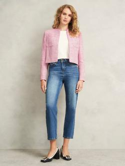 Hobbs Darcy Tweed Jacket, Pink/Ivory, Pink/Ivory