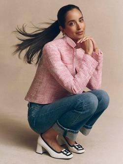 Hobbs Darcy Tweed Jacket, Pink/Ivory - view 2, Pink/Ivory