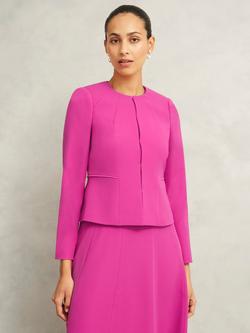 Hobbs Eliana Collarless Jacket, Bright Pink, Bright Pink