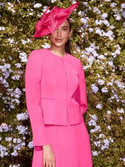 Hobbs Eliana Collarless Jacket, Bright Pink - view 2, Bright Pink