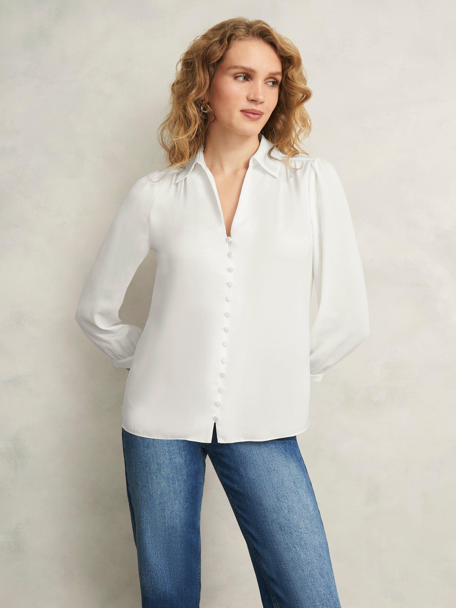 Product image 1 of 7, which shows Hobbs Madison Relaxed Shirt, Ivory, 8
