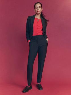 Hobbs Salisbury Pinstripe Wool Blend Trousers, Navy/Ivory, Navy/Ivory