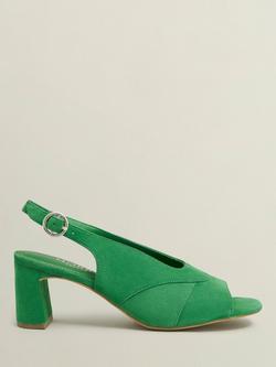 Hobbs Karina Suede Block Heel Slingback Sandals, Cilantro Green
