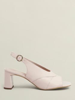 Hobbs Karina Leather Block Heel Slingback Sandals, Pale Pink, Pale Pink