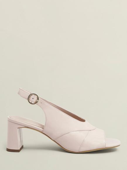 Hobbs Karina Leather Block Heel Slingback Sandals, Pale Pink, Pale Pink