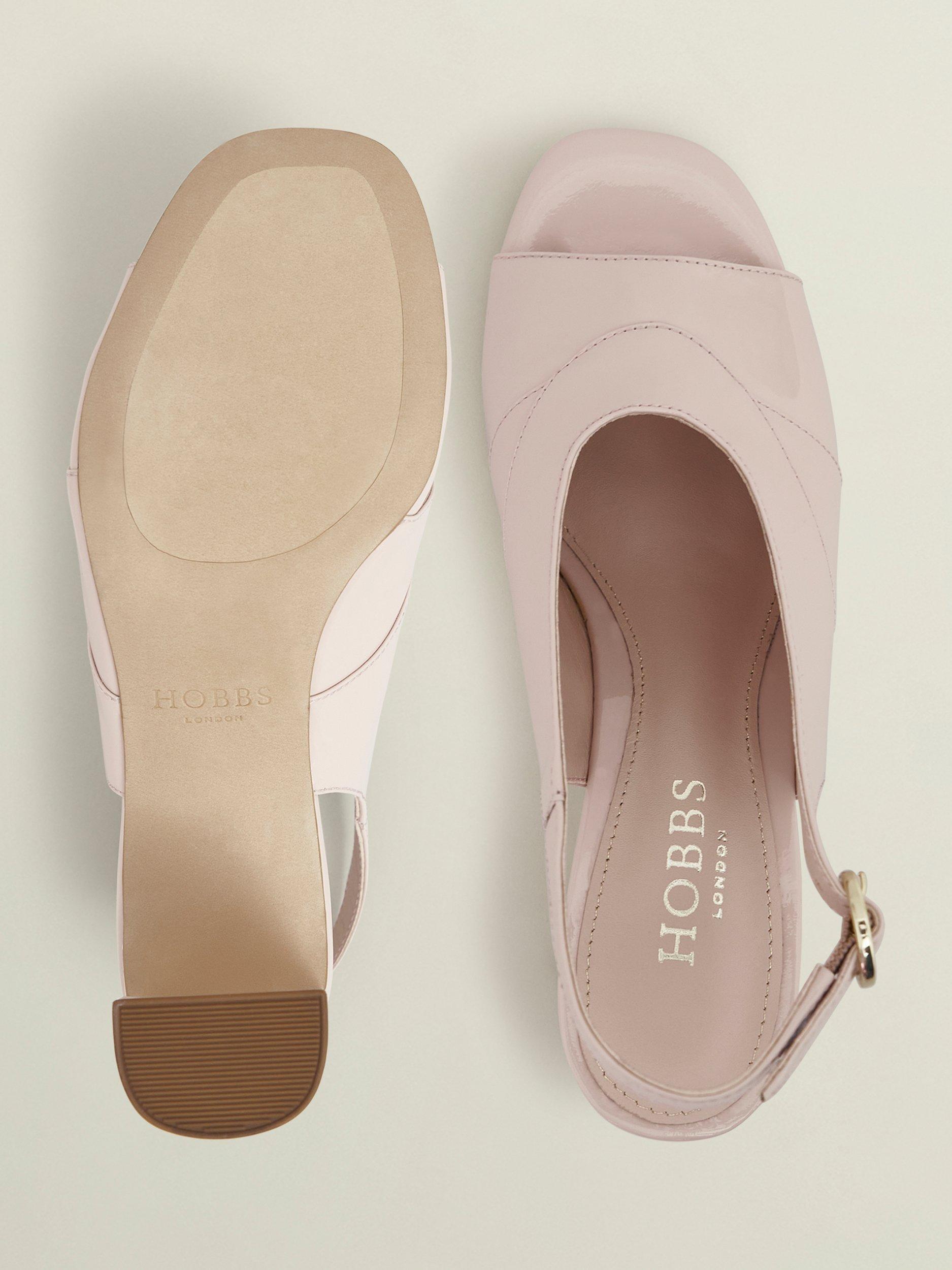 Product image 2 of 6, which shows Hobbs Karina Leather Block Heel Slingback Sandals, Pale Pink, 8