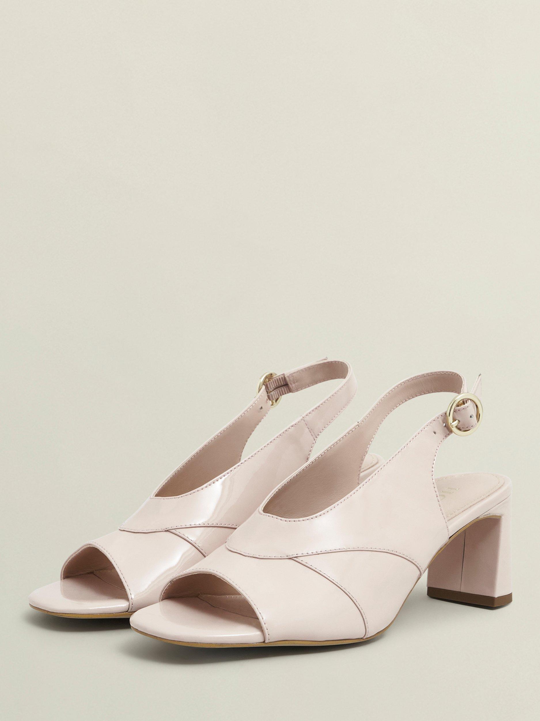 Product image 3 of 6, which shows Hobbs Karina Leather Block Heel Slingback Sandals, Pale Pink, 8
