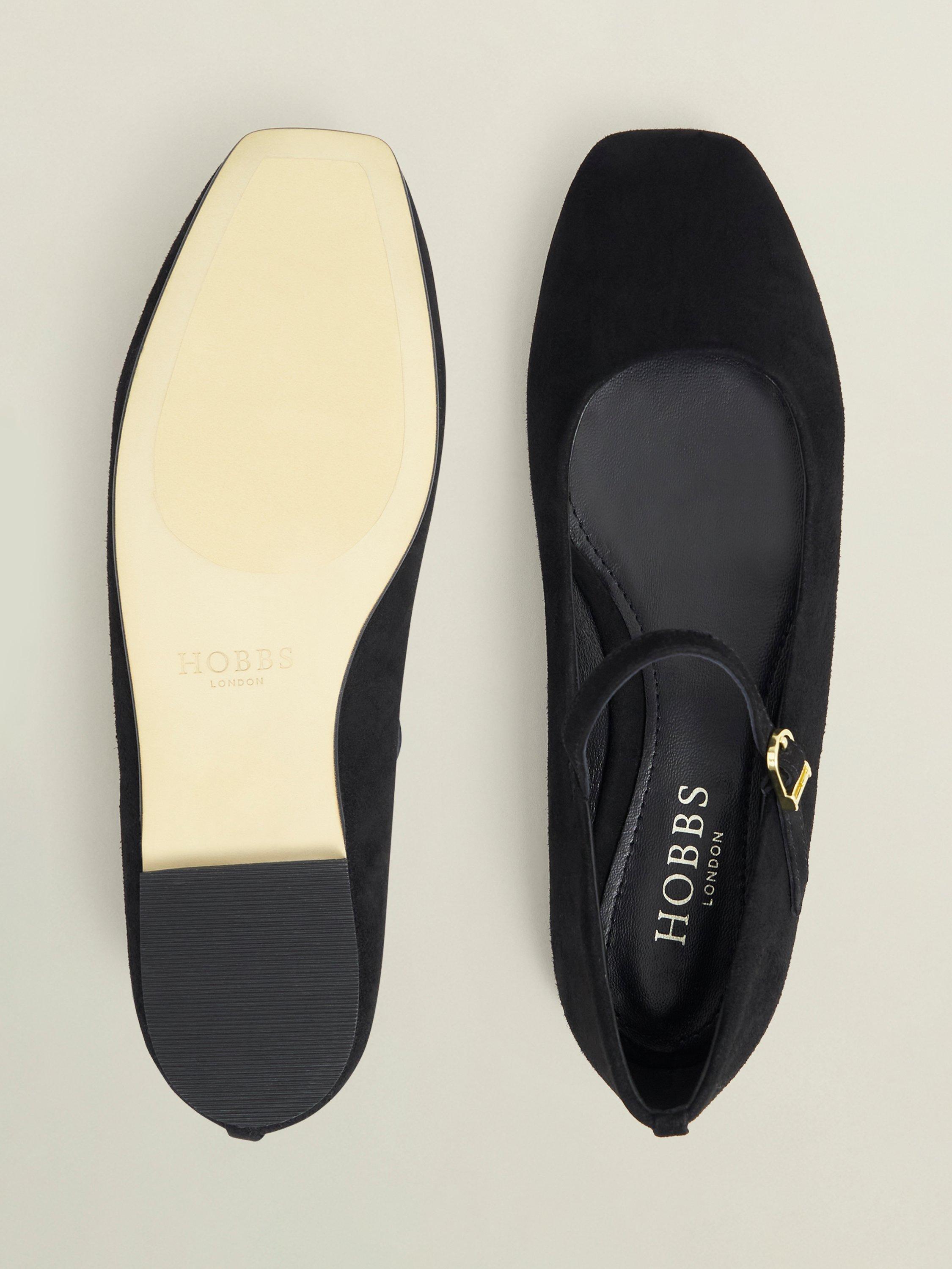 Product image 2 of 6, which shows Hobbs Chrissy Suede Mary Jane Ballerina Pumps, Black, 7
