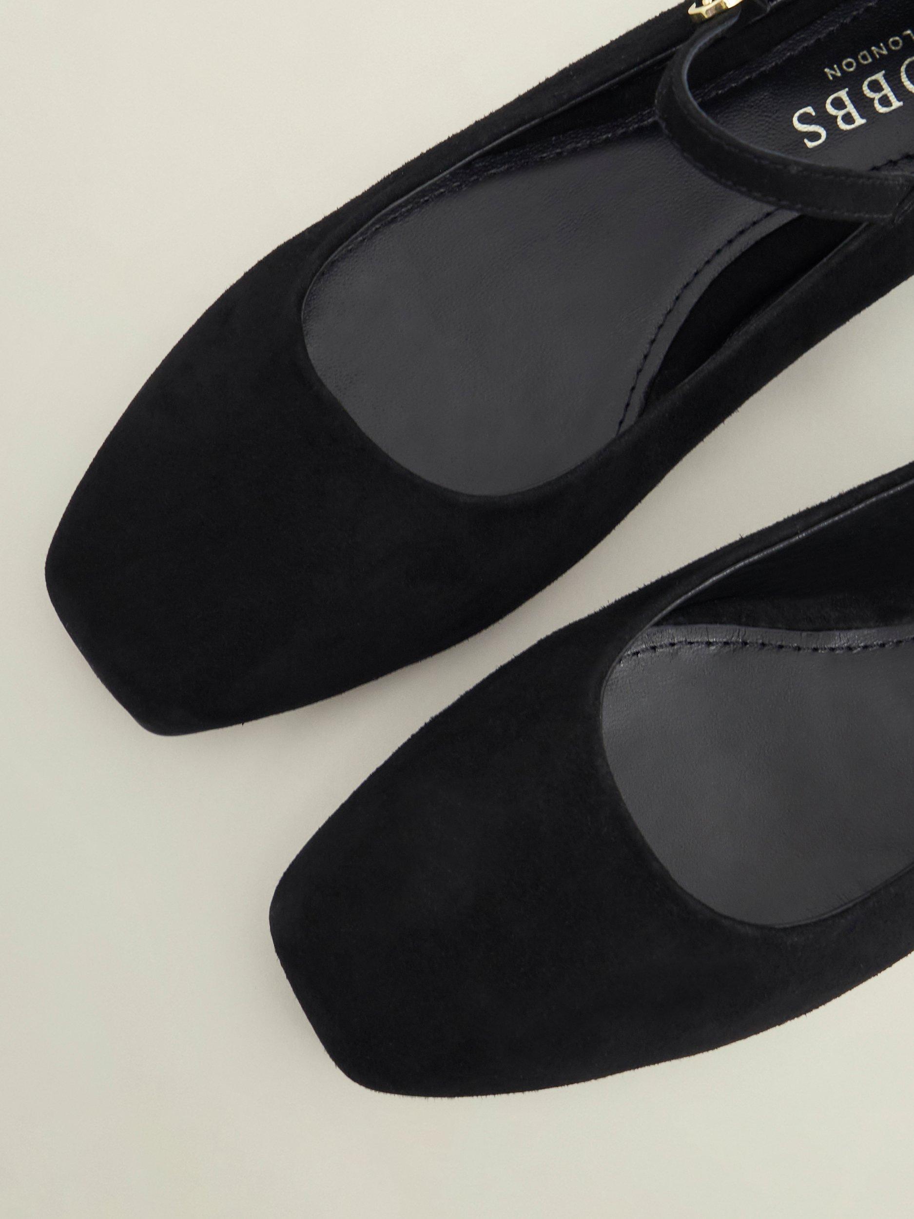 Product image 3 of 6, which shows Hobbs Chrissy Suede Mary Jane Ballerina Pumps, Black, 7