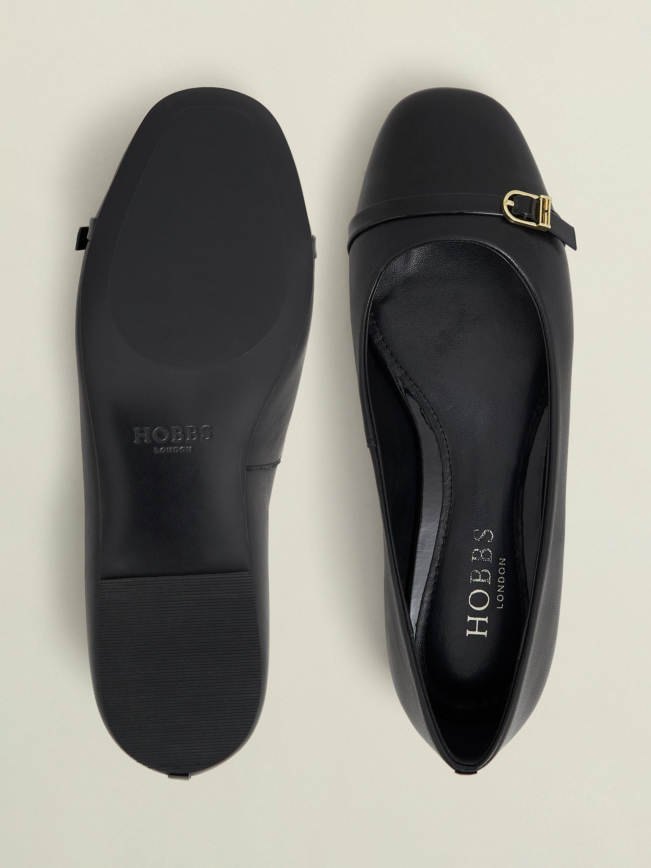Product image 2 of 5, which shows Hobbs Kelly Leather Ballerina Pumps, Black, 3