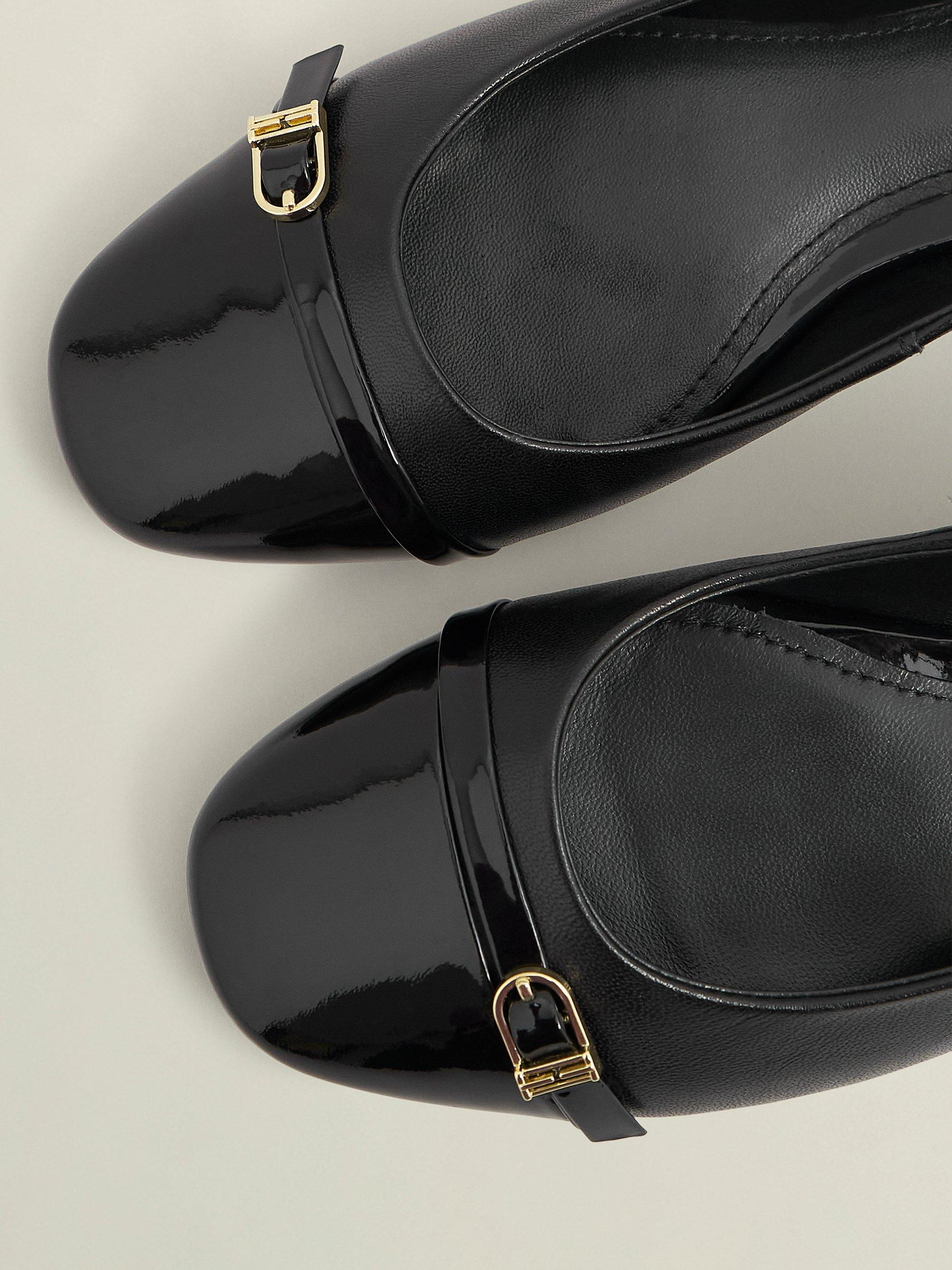 Product image 4 of 5, which shows Hobbs Kelly Leather Ballerina Pumps, Black, 3