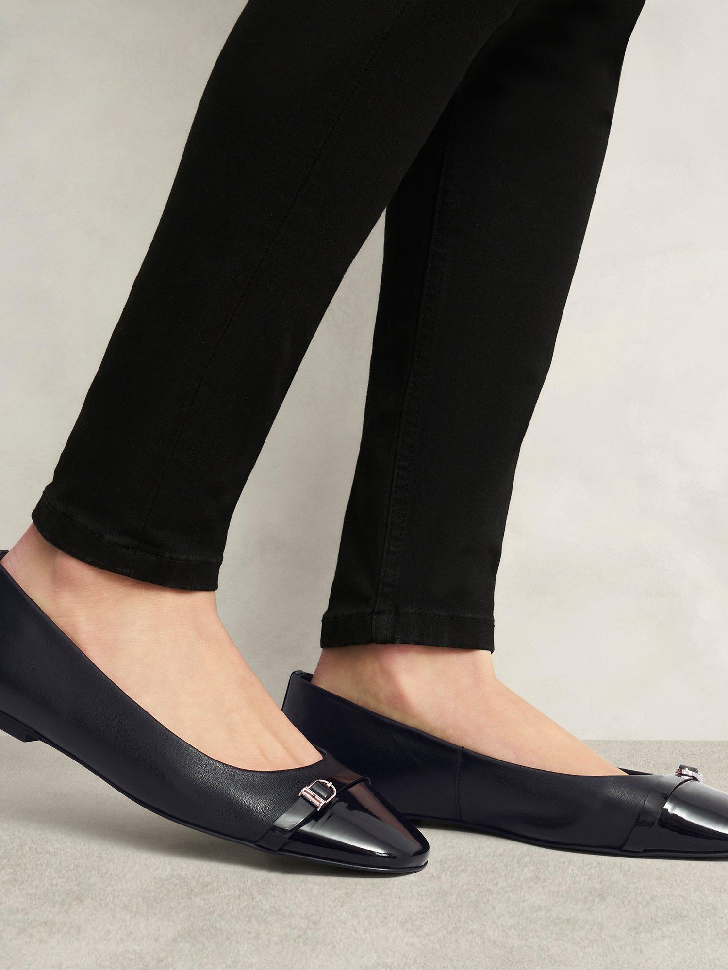 Product image 5 of 5, which shows Hobbs Kelly Leather Ballerina Pumps, Black, 3
