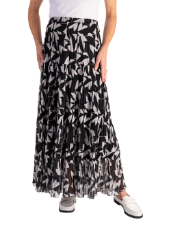 chesca Geometric Pleated Maxi Skirt, Black/White, Black/White
