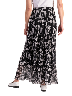 chesca Geometric Pleated Maxi Skirt, Black/White - view 2, Black/White