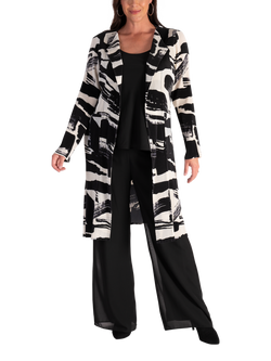 chesca Plisse Brush Stroke Jacket, Black/Ivory, Black/Ivory
