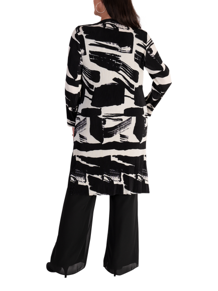 chesca Plisse Brush Stroke Jacket, Black/Ivory - view 2, Black/Ivory