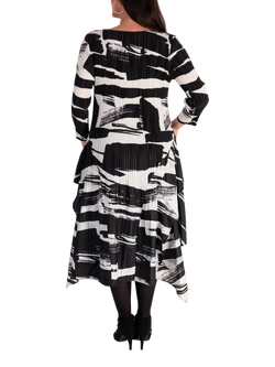 chesca Artistic Brush Stroke Dress, Black/Ivory - view 2, Black/Ivory
