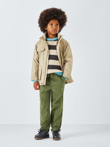 John Lewis Kids' Contrast Edge Stripe Jumper, Mono Stripe, Mono Stripe